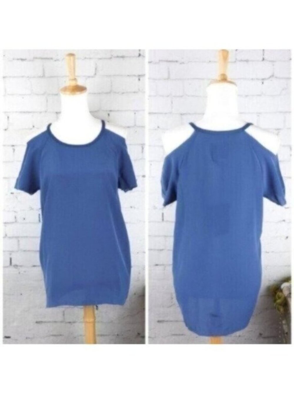 Chaser Silk Basics Cold Shoulder Top Blue Size Medium